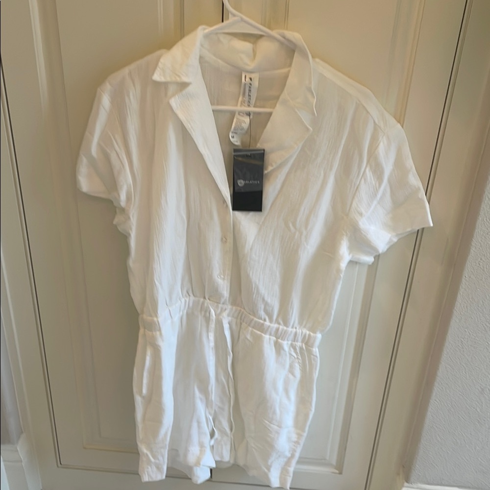 Fabletics White Short Sleeve Romper